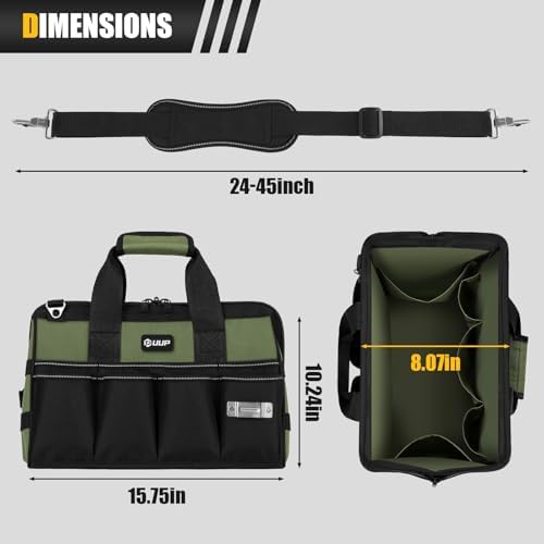 UUP Heavy Duty Tool Bag 15Inch, 16-Pocket Portable Empty Tool Box Organizer