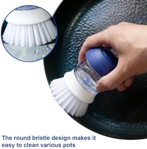CELOX 2 Pack Dish Brush with Soap Dispenser for Kitchen Cleaning