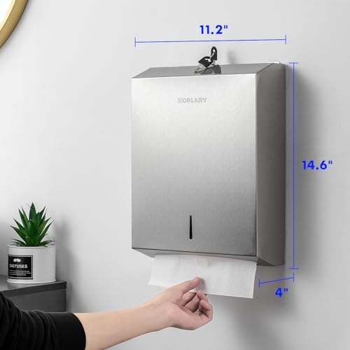 Gorlary Commercial Paper Towel Dispenser Wall Mount, Silver