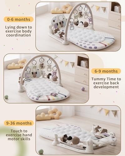 STACTCUTE Baby Play Mat Baby Toys with 5 Infant Sensory Toys