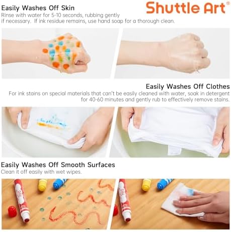 Shuttle Art Dot Markers, 15 Colors Washable Markers for Toddlers,Bingo Daubers Supplies Kids Preschool Children, Non Toxic Water-Based