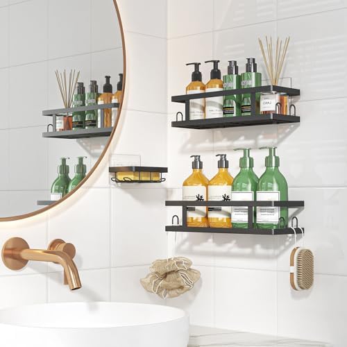 Youvip Adhesive Shower Caddy, Black, 3 Pack