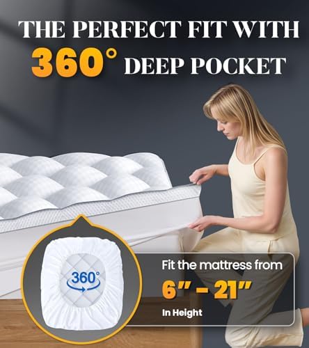 3 Inch Ultra-Fluffy Memory Foam Mattress Topper Twin XL for Back Pain, Extra Soft Pillow Top Twin XL Mattress Topper with 4X Support, Mattress Pad with Breathable Air Mesh Sides, 6-21'' Deep Pocket