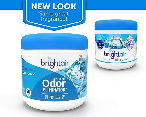 Bright Air 14 oz. Super Odor Eliminator, For Medium-Size Spaces, Cool & Clean Scent, Case of 6,Air Freshener, Natural Essential Oils, Lasts Up to 90 Days Each