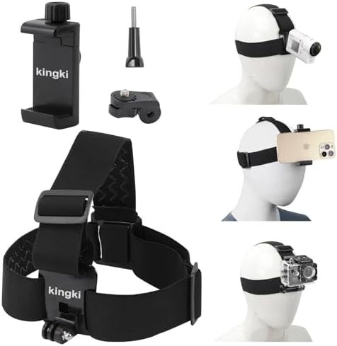Head-Mounted Mobile Phone Holder,First-Person View Video Outdoor Live Shooting Bracket with Phone Clip(4"-7") for iPhone Samsung Smartphones and GoPro Insta360 Sony DJI Action Camera Head Mount Strap