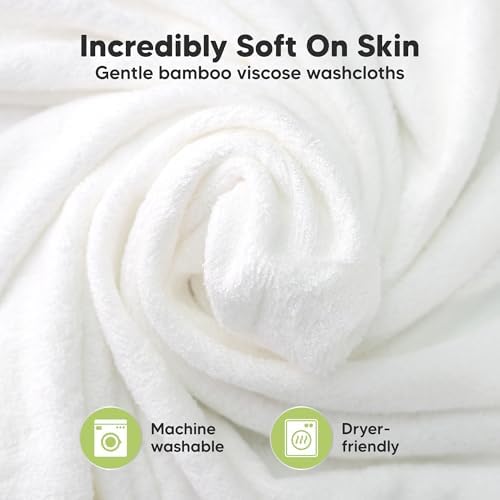 6-Pack Baby Washcloths, Soft Absorbent Washcloths for Face, Body (White)