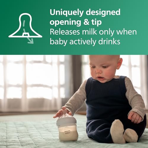 Philips Avent Natural Glass Baby Bottles, Slow Flow, 4 oz, BPA-Free, 4-Pack
