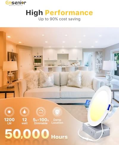 Ensenior 24 Pack 6 Inch LED Recessed Ceiling Light, 5CCT, 1200LM 12W 120V