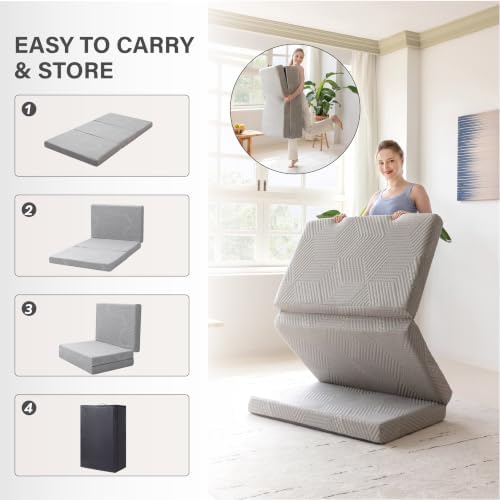MLILY Twin Trifold Mattress, 4 Inch Foldable Gel Memory Foam Mattress
