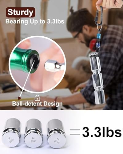 Push to Unlock,Katerk 6pcs 1/4 inch Hex Shank Aluminum Alloy Screwdriver Bit Holder Light-Weight Quick-Change Extension Bar Keychain Drill Screw Adapter Portable,Black Carabiner,Tool Gifts for Men