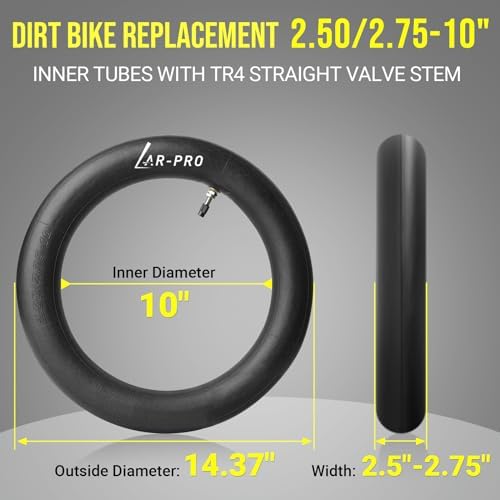 AR-PRO (2-Pack) 2.50/2.75-10 Dirt Bike Replacement Inner Tubes Heavy Duty|Compatible with Honda Crf50 /Xr50, Razor MX650 / MX500, Suzuki DRZ70 / JR50, Yamaha PW50