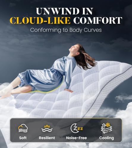 3 Inch Ultra-Fluffy Memory Foam Mattress Topper Twin XL for Back Pain, Extra Soft Pillow Top Twin XL Mattress Topper with 4X Support, Mattress Pad with Breathable Air Mesh Sides, 6-21'' Deep Pocket