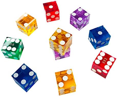 Yuanhe Set of 5 Grade AAA Precision 19mm Serialized Casino dice with Razor Edges and Corners - red …