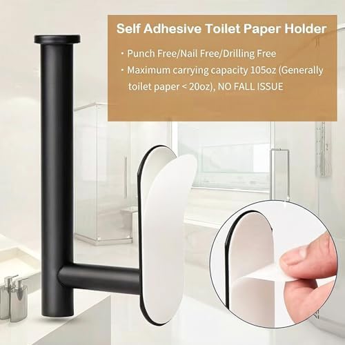 JOPOFI Toilet Paper Holder - Adhesive Toilet Paper Holder - Matte Black