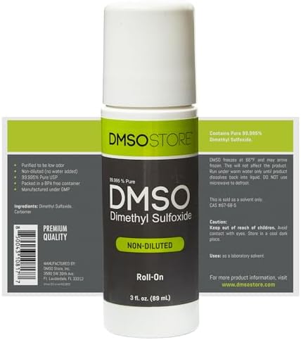 DMSO 3 oz. Roll-on Non-diluted 99.995% Low Odor Pharma Grade Dimethyl Sulfoxide Liquid