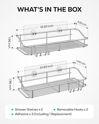 Nieifi Shower Caddy Adhesive, Shower Shelves, Shampoo Holder for Bathroom
