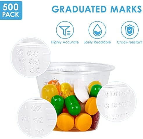 Lilymicky 500 Pack Disposable Medicine Cups (1oz), Medical Plastic Measuring Cups For Medical Purposes, or Mixing and Measuring Resin, Epoxy, DIY Arts & Crafts, Paint