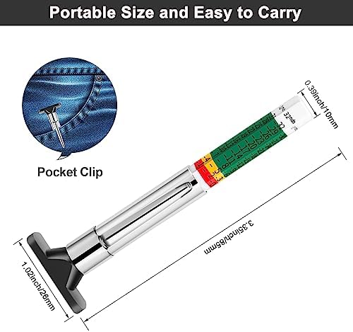 Tire Tread Depth Gauge,Tire Tread Gauge Color Coded,Tread Depth Gauge in 1/32 inch(Pack of 2)