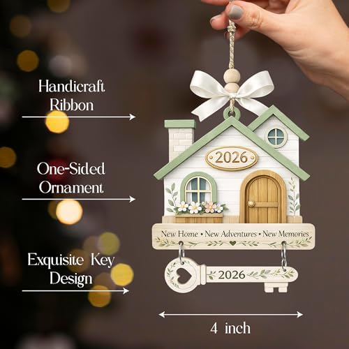 New Home Ornament 2026, New Home Gifts, Housewarming Presents, New House Gift, Welcome Home Gift, First Home Gifts, Home Sweet Home Decor, 4x4 inch (ONM Newhome Eco)