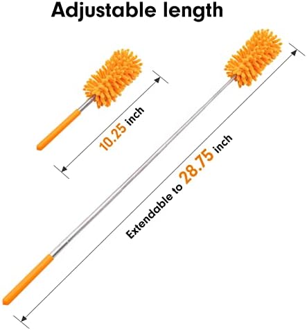 Duster for Cleaning, 10-29" Extension Pole, 2 Washable Heads, Yellow