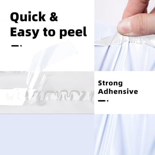 POLYSELLS 100 pcs 10x13 Inches White x Silver Poly Mailers Shipping Envelopes, Strong Adhesive Sealing, Waterproof, and Tear-resistant Postal Mailing Bags for Clothing, Books, and Accessories