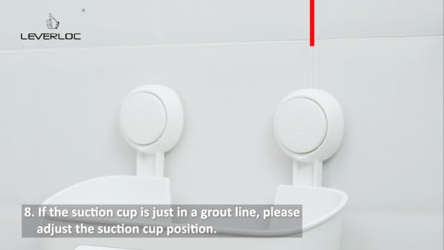 LEVERLOC Shower Caddy Suction Cup, Shower Organizer Removable Bathroom Shelf, Storage Suction Powerful Max Hold 22lbs Bathroom Caddy Waterproof Holder, White