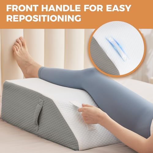 BIEEZZK Leg Elevation Pillow Blood Circulation, 23.6×16.8×8in, White/Grey