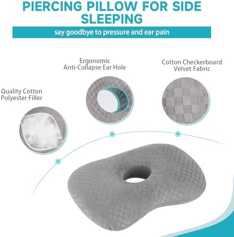 Ear Piercing Pillow, Ear Pillow with Ear Hole for Side Sleepers