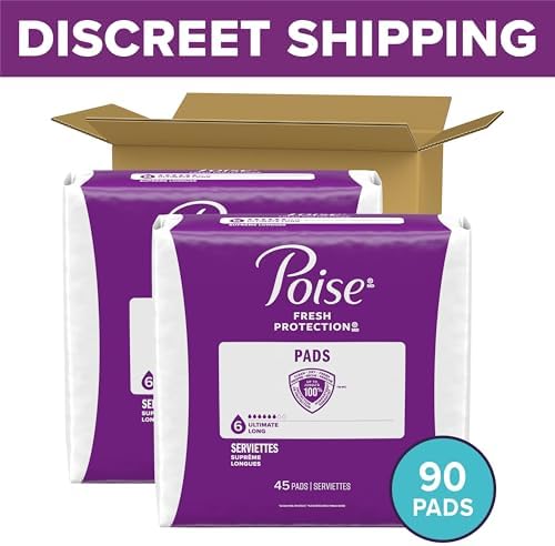 Poise Incontinence Pads for Women, 6 Drop, Long, 90 ct