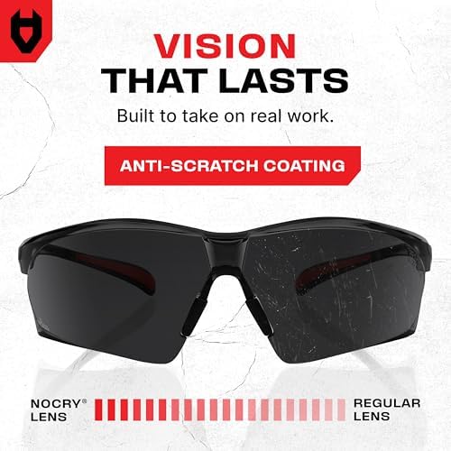 NoCry Safety Sunglasses with Green Tinted Wraparound Lenses; Tinted Safety Glasses for Men and Women with Adjustable Arms & No-Slip Grips; Work Glasses with UV 400 Protection; ANSI Z87.1 Rated