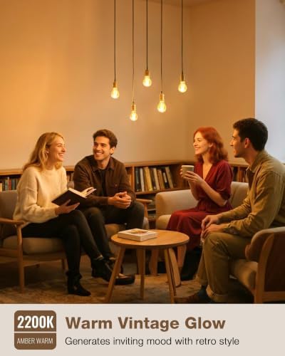 Lafoy A19 Amber Edison Bulbs, Dimmable E26 LED 60 Watt Equivalent 6 Pack