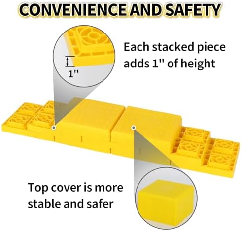 OULEME 12 Pack RV Leveling Blocks, Stackable Jack Blocks, Interlocking Leveling Pads with Carrying Bag, for Camper Travel Trailer