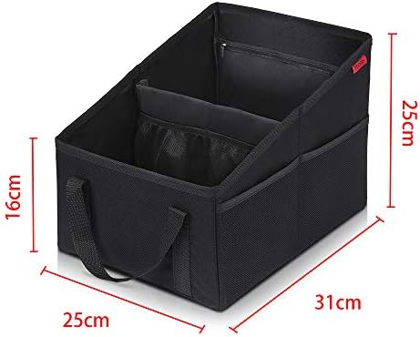 YOOFAN Car Seat Organizer - Passenger Seat Organizer, Collapsible Small Car Seat Storage Organizer for Console Front/Back, Automotive Backseat Organizer with Belt 4 Cup Holders for Kids Accessories