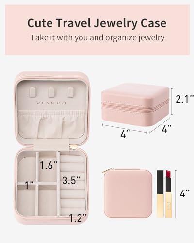 VLANDO Travel Jewelry Case, Compact Design, Necklace Hook, Anti-Tangle
