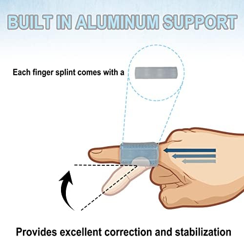 RonJea 5 Pcs Trigger Finger Splints: 5 Single Straps Finger Splint Support Brace Kit, Finger Straightener for Broken/Straightening/Aarthritis, Fits for Thumb/Middle/Ring/Index/Pinky Finger