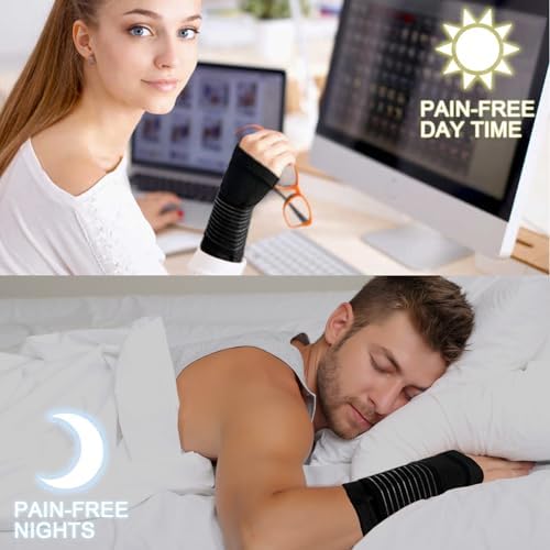 WOXVM 2 Pack Wrist Brace, Compression Wrist Support Splint for Women Men, Adjustable Wrist Strap Compression Wraps Fit Right Left Hand for Fitness, Carpal Tunnel Arthritis, Tendonitis, Wrist Pain