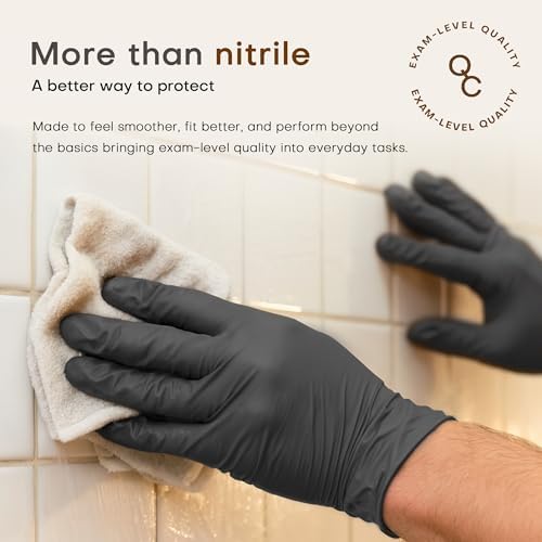 SUP Powder-Free Nitrile Exam Gloves, 100 Count, Food Safe Latex-Free Medical Non-Sterile Cooking Disposable Glove, Black