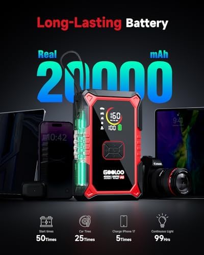GOOLOO A5 Jump Starter with Air Compressor, 4000A Portable Jump Box