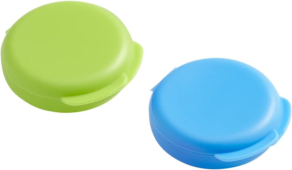 EZY DOSE Daily Round, Compact, Small, Disrcrete, Portable On-The-Go Pocket Pharmacy, Pill Box, Organizer and Vitamin Containers, Snap Shut Lids, Travel Friendly, Colors May Vary, 2 Pack, BPA Free