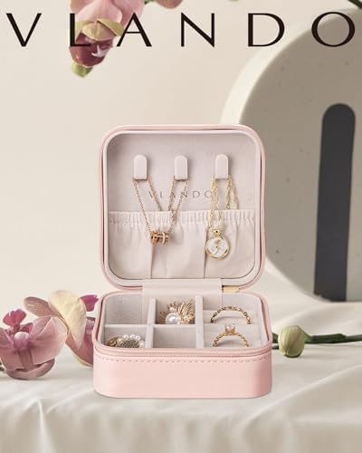 VLANDO Travel Jewelry Case, Compact Design, Necklace Hook, Anti-Tangle