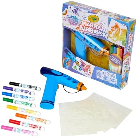 Crayola Marker Airbrush Spray Art Kit, 8 Washable Markers, 5 Stencils