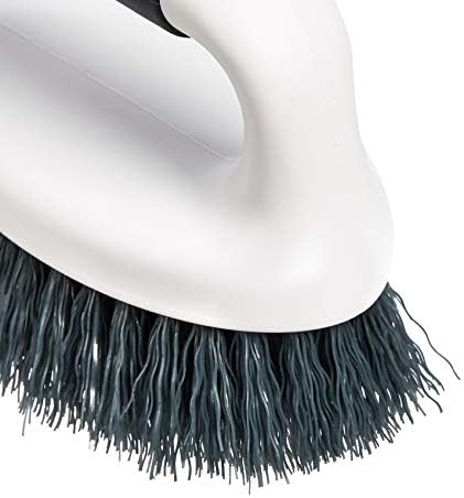 Amazon Basics All Purpose Rectangular Scrub Brush, Hard Bristle, Stiff Bristles, Sturdy, Ergonomic Long Handle, Durable, 2-Pack, White & Black