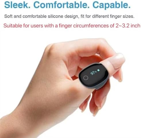 Wellue O2Ring Pulse Oximter, Bluetooth SPO2 Blood Oxygen Saturation Monitor - Wearable O2 Ring Sensor with Vibration Reminder, Free APP & PC Report, Rechargeable