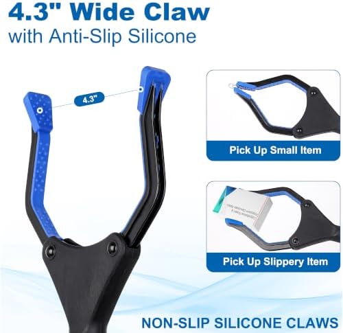 Reacher Grabber Pickup Tool, 32 Inch Grabber Reacher Tool for Seniors, Foldable Reaching Aid with 4.3 Inch Wide Jaw, Trash Picker Upper Grabber, Lightweight Mobility Aid for Elderly