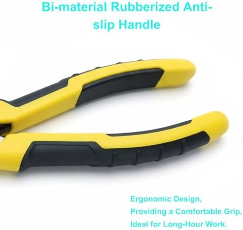 8-Inch Heavy Duty Diagonal Cutting Pliers, 50CrV Steel with 65HRC Hardened Cutting Edges, Bi-Material Anti-Slip Grip - Ideal for Electrical Wire, Cable & Metal Cutting