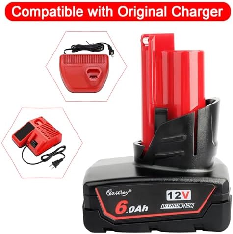 waitley 2 Pack 12V 6A Replacement Battery Compatible with Milwaukee 12V Power Tools (Not Made in Milwaukee)