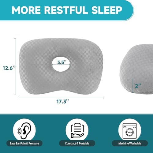 Ear Piercing Pillow, Ear Pillow with Ear Hole for Side Sleepers