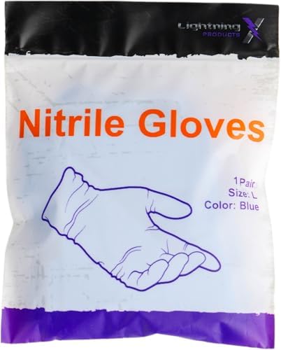Lightning X Nitrile Exam Glove Pairs | Individually Packed | 50 Gloves | 25 Pairs | Resealable Zip Bag - Large (Fits Most)