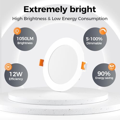 CHARKEE 24 Pack 6 Inch Ultra-Thin 5CCT LED Recessed Ceiling Light,Canless
