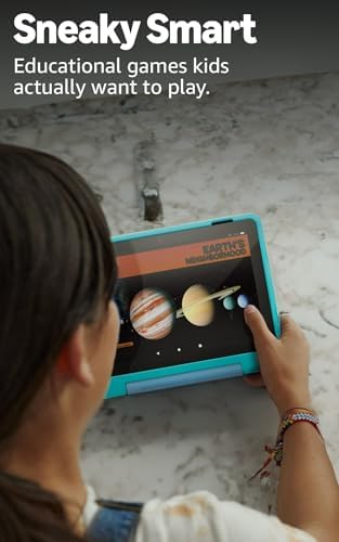 Amazon Fire HD 8 Kids Pro tablet (newest model), ages 6-12. Bright 8" HD screen, includes ad-free content, parental controls, 13-hr battery, slim case for older kids, 64GB, Hello Teal